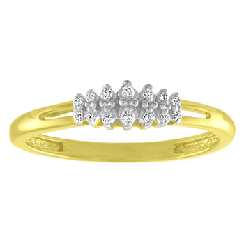Womens Diamond Accent Genuine White Diamond 10K Gold Delicate Stackable Ring