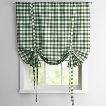 Sweet Home Collection Buffalo Check Light-Filtering Single Tie-Up Shades