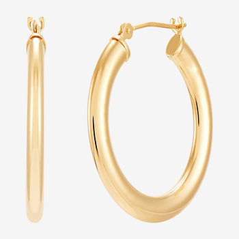 14K Gold 25mm Round Hoop Earrings