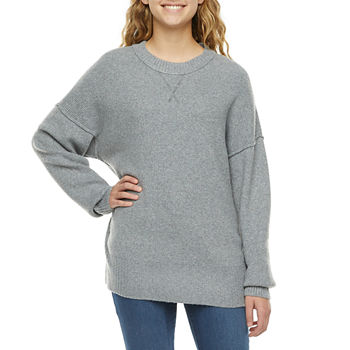 Arizona Juniors Womens Crew Neck Long Sleeve Pullover Sweater