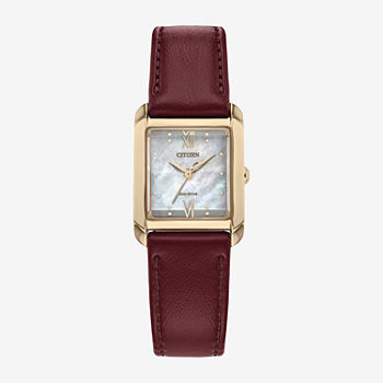 Citizen Bianca Womens Gold Tone Leather Strap Watch Ew5593-05d