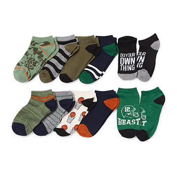 Thereabouts Little & Big Boys 10 Pair Quarter Socks