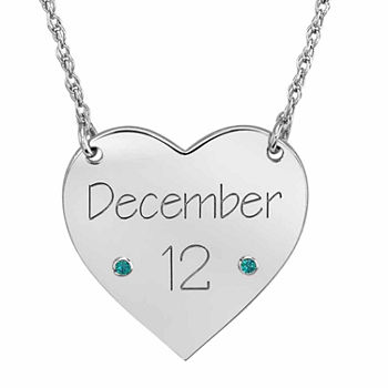 Personalized Birthstone Date Heart Necklace