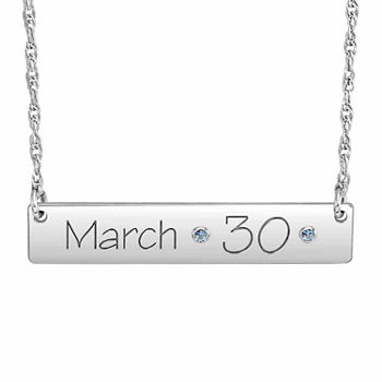 Personalized Birthstone Date Bar Necklace