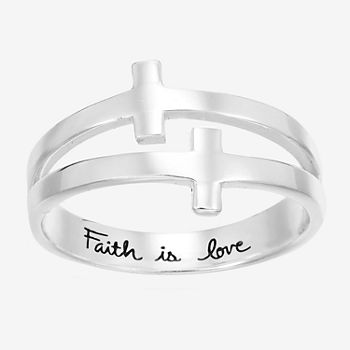 Footnotes Faith Sterling Silver Cross Band