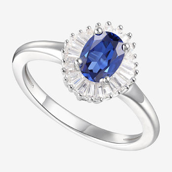 Womens 1/4 CT. T.W. Genuine Blue Sapphire 10K Gold Oval Cocktail Ring