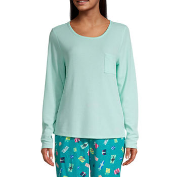 Sleep Chic Womens Long Sleeve Waffle Pajama Top