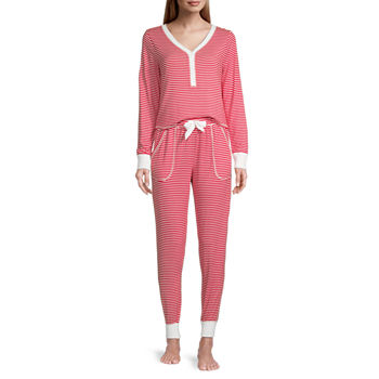 Arizona Body Juniors V-Neck Long Sleeve 2-pc. Pant Pajama Set
