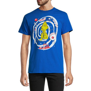 Mens Crew Neck Short Sleeve Regular Fit Grinch Dr. Seuss Graphic T-Shirt