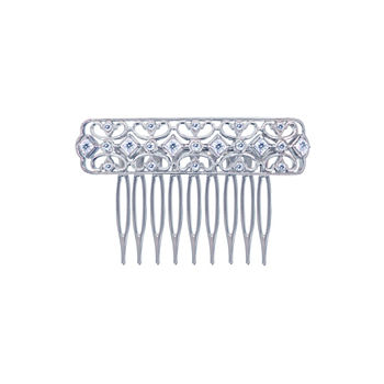 Diamonart® Sterling Silver Cubic Zirconia Princess Hair Comb