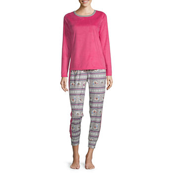 Sleep Chic Microfleece Womens Tall Long Sleeve 2-pc. Pant Pajama Set