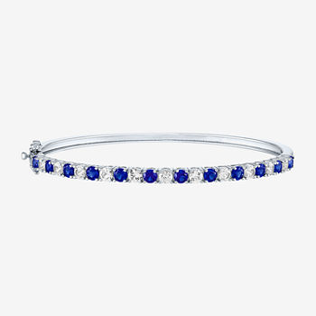 Lab Created Blue Sapphire Sterling Silver Bangle Bracelet