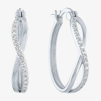 Limited Time Special! Lab Created White Sapphire Sterling Silver Hoop Earrings