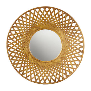 Madison Park Reed Round Bamboo Wall Décor Mirror