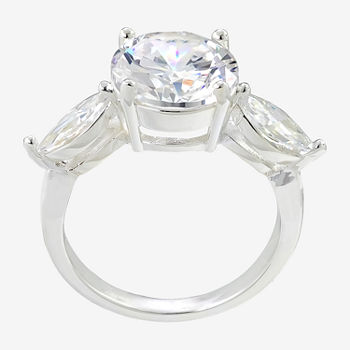 Sparkle Allure Cubic Zirconia Pure Silver Over Brass Round 3-Stone Engagement Ring