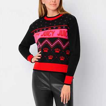 Juicy By Juicy Couture Womens Crew Neck Long Sleeve Pullover Sweater