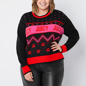Juicy By Juicy Couture Womens Crew Neck Long Sleeve Pullover Sweater