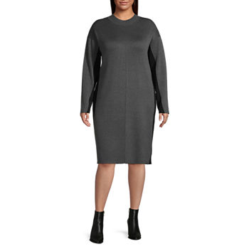 Liz Claiborne Plus Long Sleeve Midi Sweater Dress