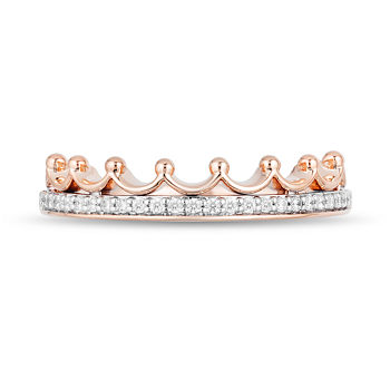 Enchanted Disney Fine Jewelry 1/10 CT. T.W. Genuine White Diamond 10K Rose Gold Princess Wedding Band