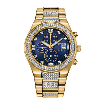 Citizen Eco-Drive Mens Crystal Accent Gold Tone Stainless Steel Bracelet Watch Ca0752-58l