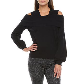 Bold Elements Womens Square Neck Long Sleeve Pullover Sweater
