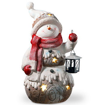 21" Lighted Snowman Décor Piece