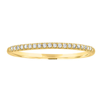 Womens 1/10 CT. T.W. Genuine White Diamond 10K Gold Stackable Ring