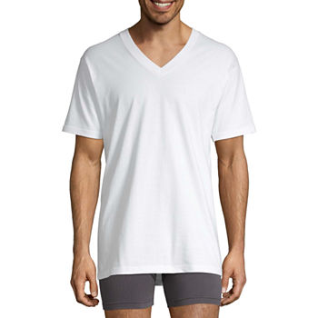 Stafford® 4-pk Heavyweight Cotton Mens Short Sleeve V Neck T-Shirt