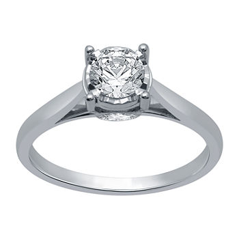 Ever Star Womens 3/4 CT. T.W. Lab Grown White Diamond 10K White Gold Engagement Ring