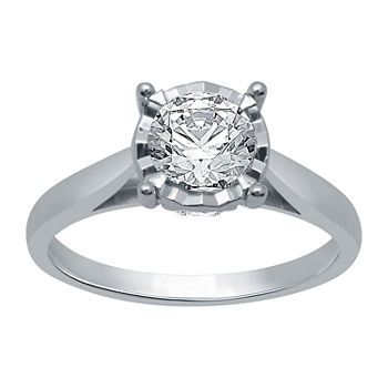 Ever Star Womens 1 1/4 CT. T.W. Lab Grown White Diamond 10K White Gold Engagement Ring