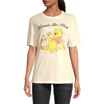 Juniors Womens Crew Neck Short Sleeve Winnie The Pooh Graphic T-Shirt