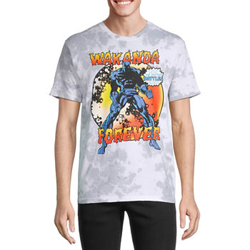 Mens Crew Neck Short Sleeve Classic Fit Tie-Dye Black Panther Marvel Graphic T-Shirt