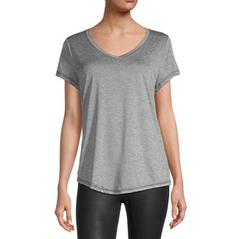 Xersion Train Essential Ss Tee Recycled Hth Gray Womens V Neck Short Sleeve T-Shirt