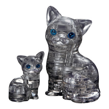 BePuzzled 3D Crystal Puzzle - Cat & Kitten (Black): 49 Pcs