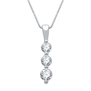 Ever Star Womens 1/2 CT. T.W. Lab Grown White Diamond 10K White Gold Pendant Necklace