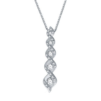 Ever Star Womens 1/3 CT. T.W. Lab Grown White Diamond 10K White Gold Pendant Necklace