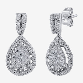 Diamond Blossom 1 CT. T.W. Lab Grown White Diamond 10K White Gold Pear Drop Earrings