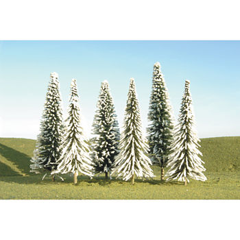 Bachmann Trains 5"- 6" Pine Trees With Snow (6 PerBox) - Ho Scale"