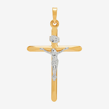 Crucifix Unisex Adult 14K Two Tone Gold Cross Pendant