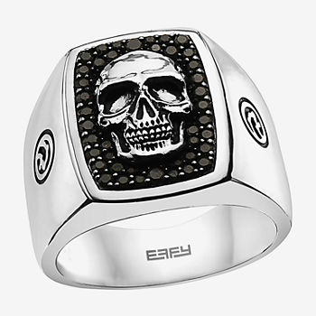 Effy  Mens Genuine Black Spinel Sterling Silver Skull Fashion Ring