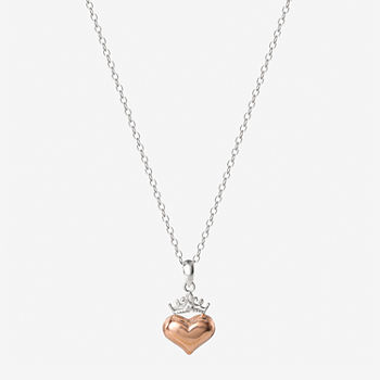 Girls 14K Rose Gold Over Silver Heart Pendant Necklace