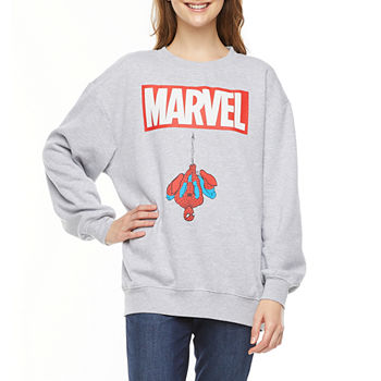 Mighty Fine Juniors Womens Crew Neck Long Sleeve Marvel Sweatshirt