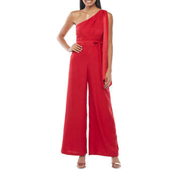 Melonie T Sleeveless One-Shoulder Belted Jumpsuit