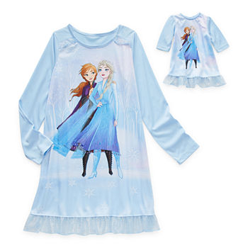 Disney Little & Big Girls Frozen Long Sleeve Crew Neck Nightgown