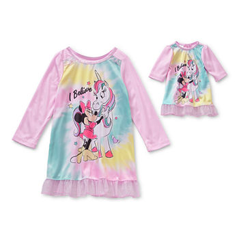 Disney Toddler Girls Minnie Mouse Long Sleeve Round Neck Nightgown