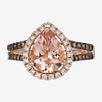 Le Vian® Ring featuring 1 1/2 cts. Peach Morganite™,  cts. Chocolate Quartz®, 1/3 cts. Chocolate Diamonds® , 1/4 cts. Nude Diamonds™  set in 14K Strawberry Gold®