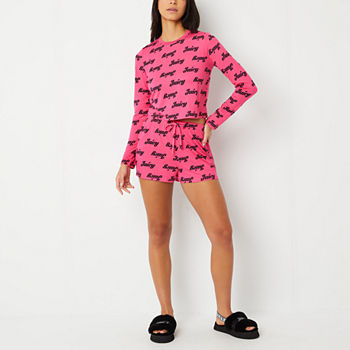 Juicy By Juicy Couture Womens Long Sleeve Crew Neck 2-pc. Shorts Pajama Set