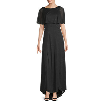 J Taylor Short Sleeve Cape Evening Gown