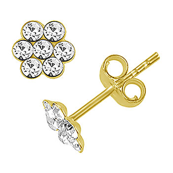 Itsy Bitsy Crystal 14K Gold Over Silver 6.1mm Flower Stud Earrings