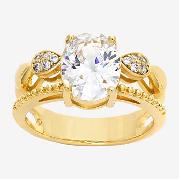 Sparkle Allure Cubic Zirconia 14K Gold Over Brass Engagement Ring